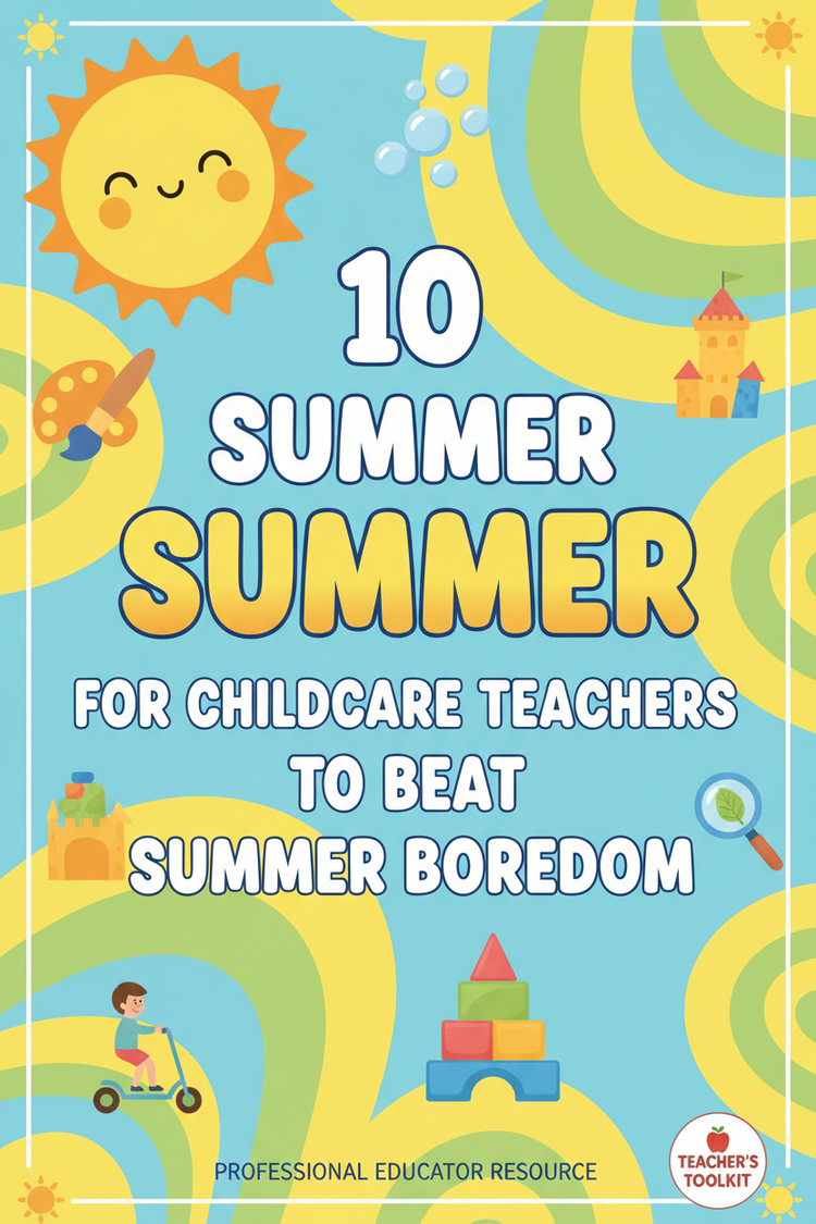Colorful eBook cover for 10 Summer Activities For Childcare Teachers To Beat Summer Boredom